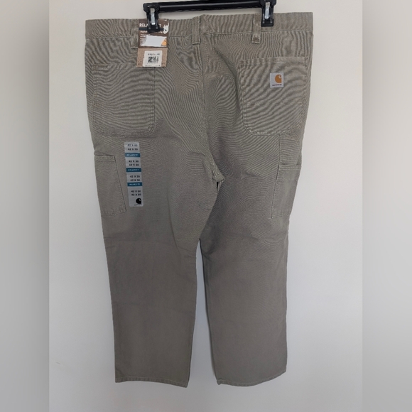 Carhartt Pants Mens Size 42”x30” Gray/Tan Relaxed Fit Washed Duck Work Dungaree - Picture 4 of 7